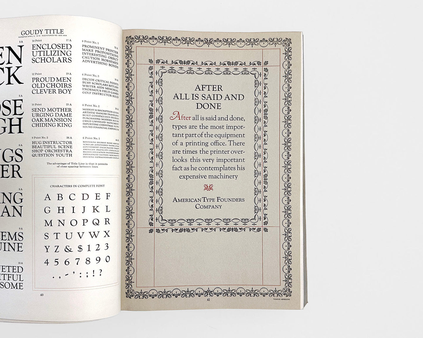 Specimen Book and Catalogue 1923, American Type Founders Company (ATF)