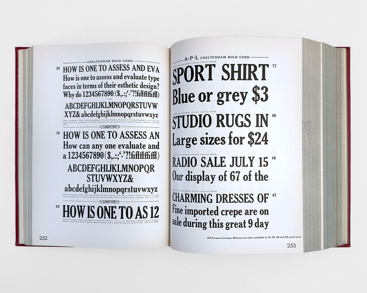 Specimen Book of Linotype Faces, Mergenthaler, Brooklyn c. 1930s
