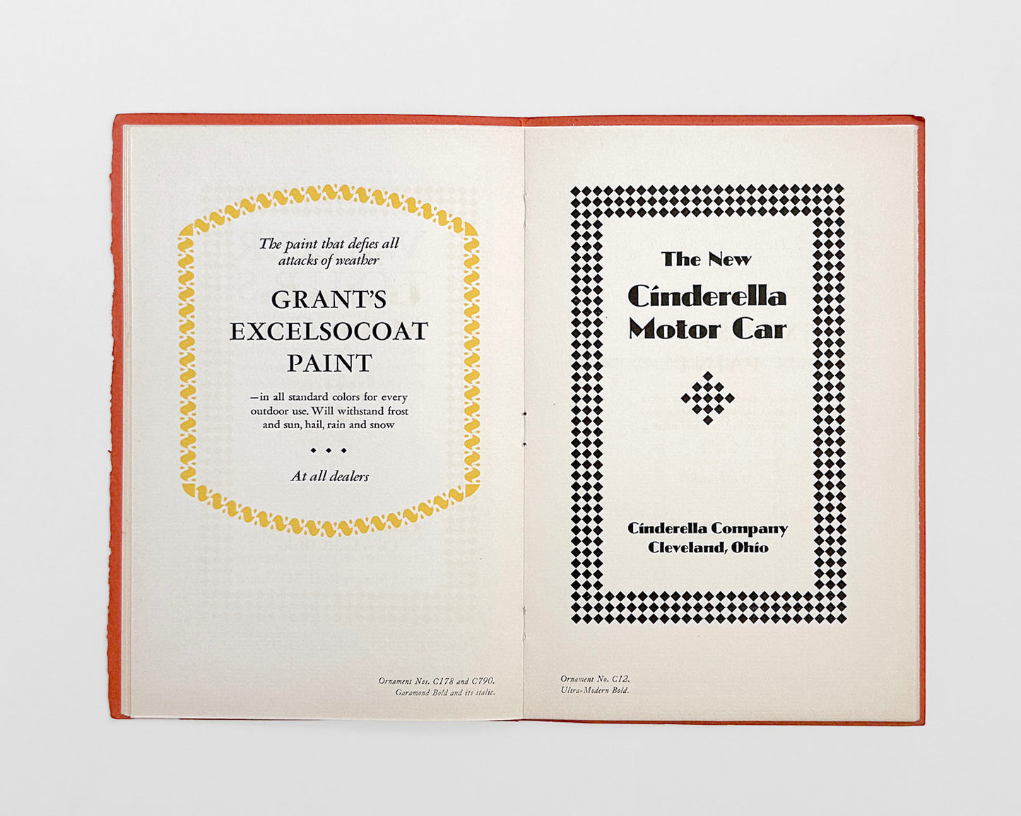 (2) Ludlow Ornament Specimens, Ludlow Typograph Company, Chicago, c. 1929/1935