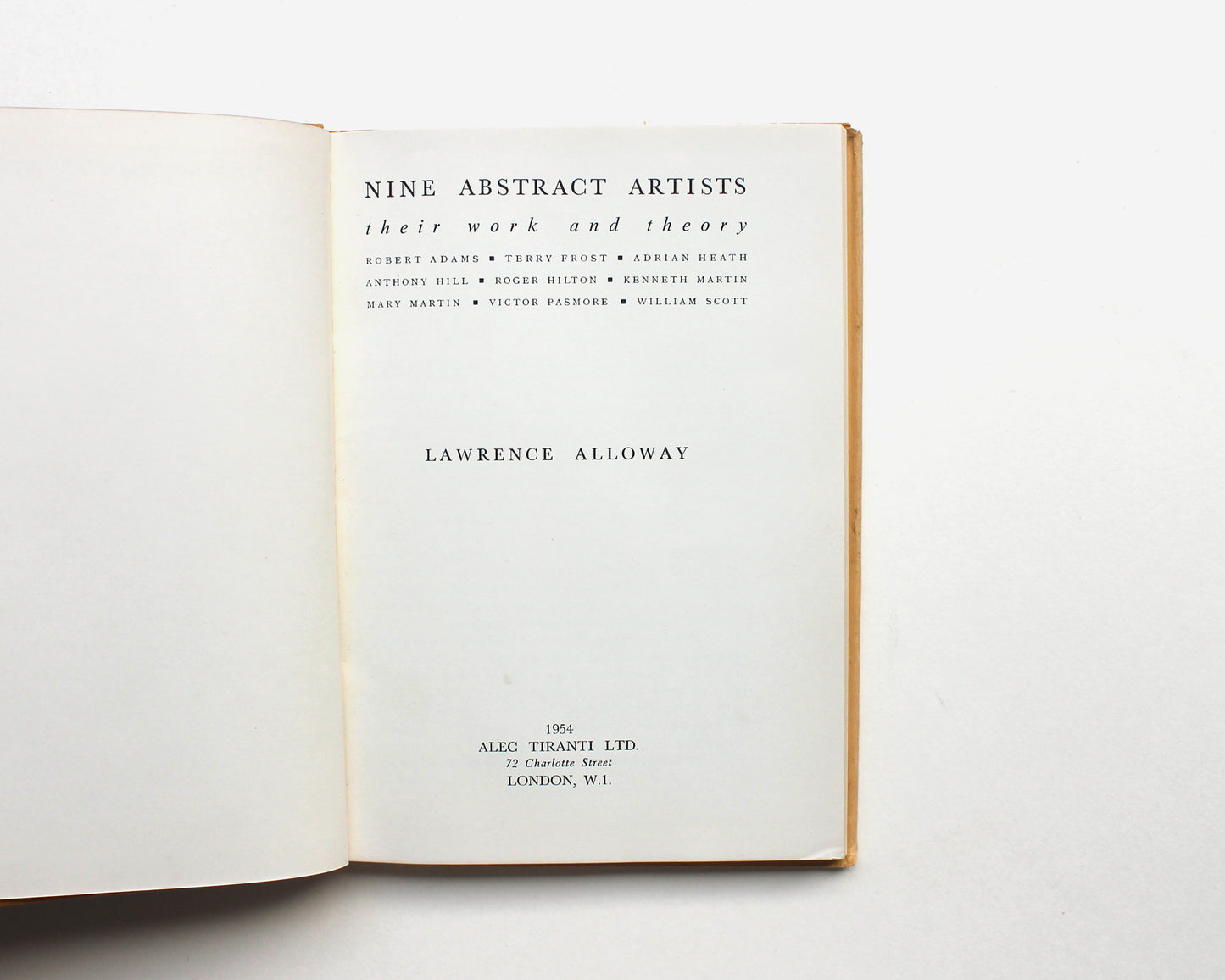 Nine Abstract Artists: Their Work and Theory by Lawrence Alloway