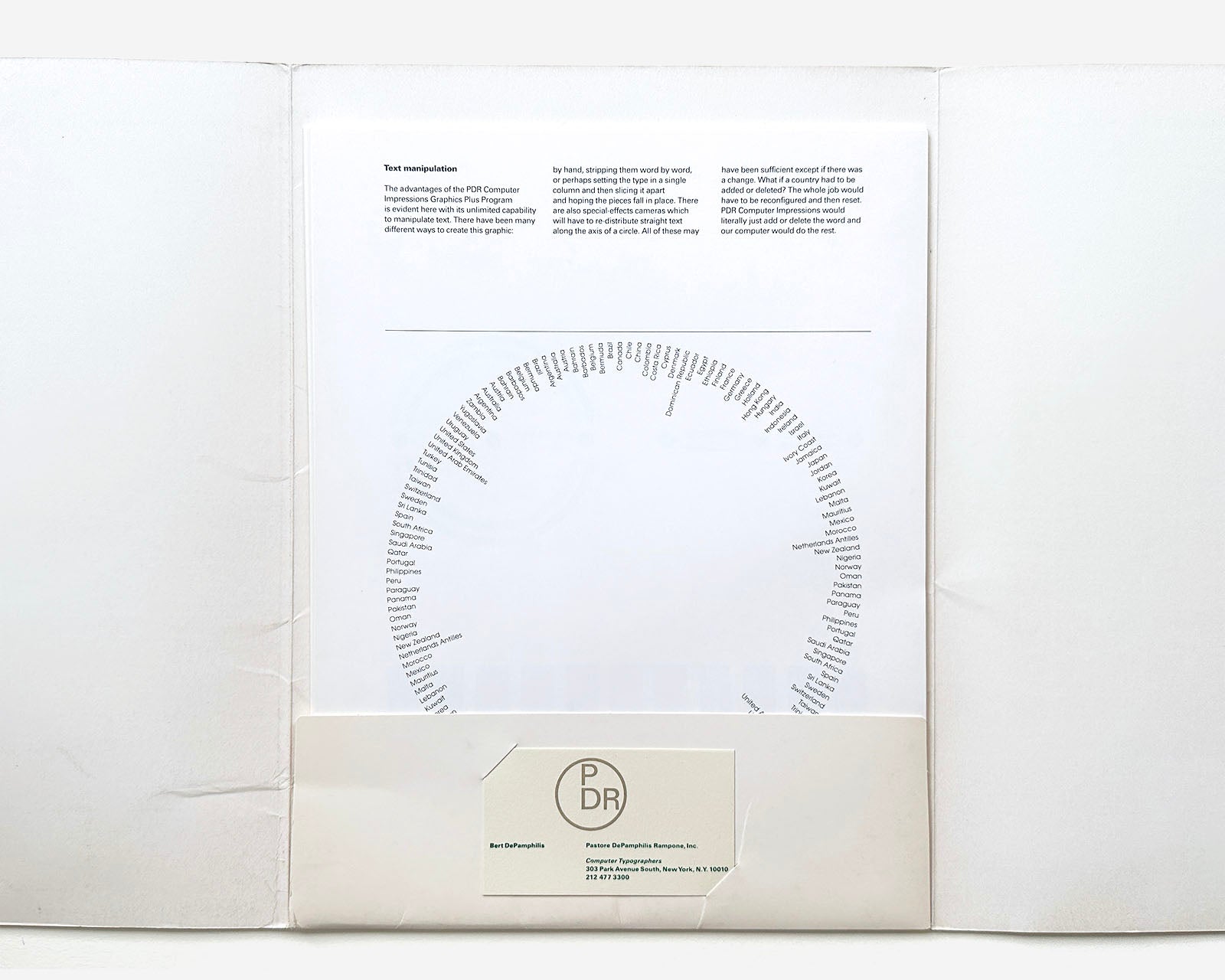 PDR — Pastore DePamphilis Rampone, Computer Graphic Impressions, 1987 [Paul Rand, Promotional Sales Folder]