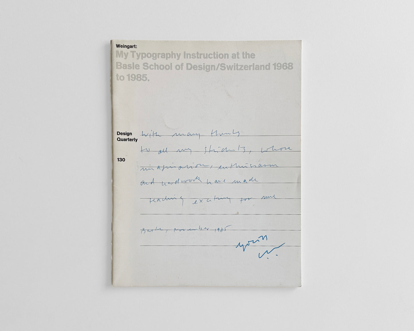 Design Quarterly 130, 1985 [Wolfgang Weingart, Armin Hofmann]