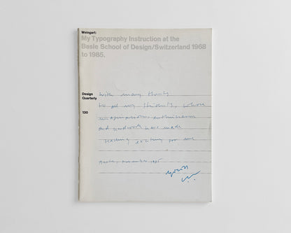 Design Quarterly 130, 1985 [Wolfgang Weingart, Armin Hofmann]