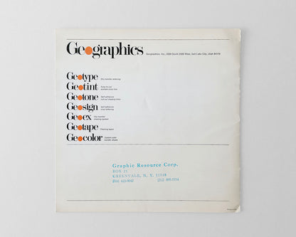 Geotype Dry Transfer Lettering, Booklet and Ephemera, 1977