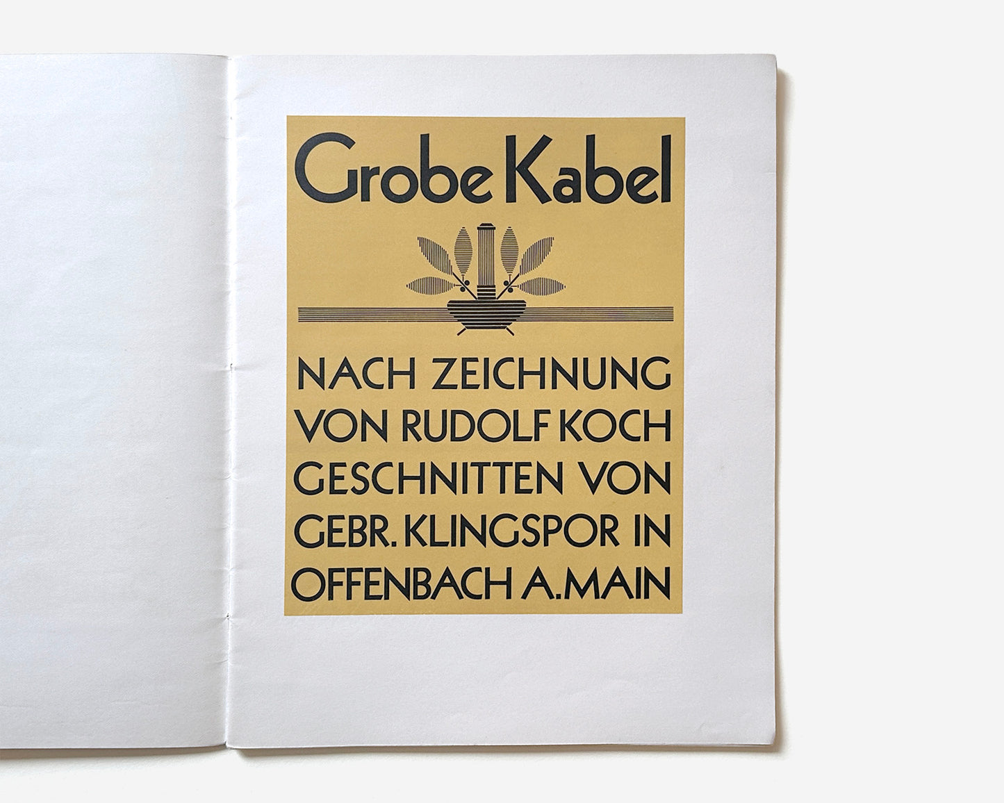 Grobe Kabel Type Specimen, Klingspor Offenbach am Main, 1928 by Rudolf Koch