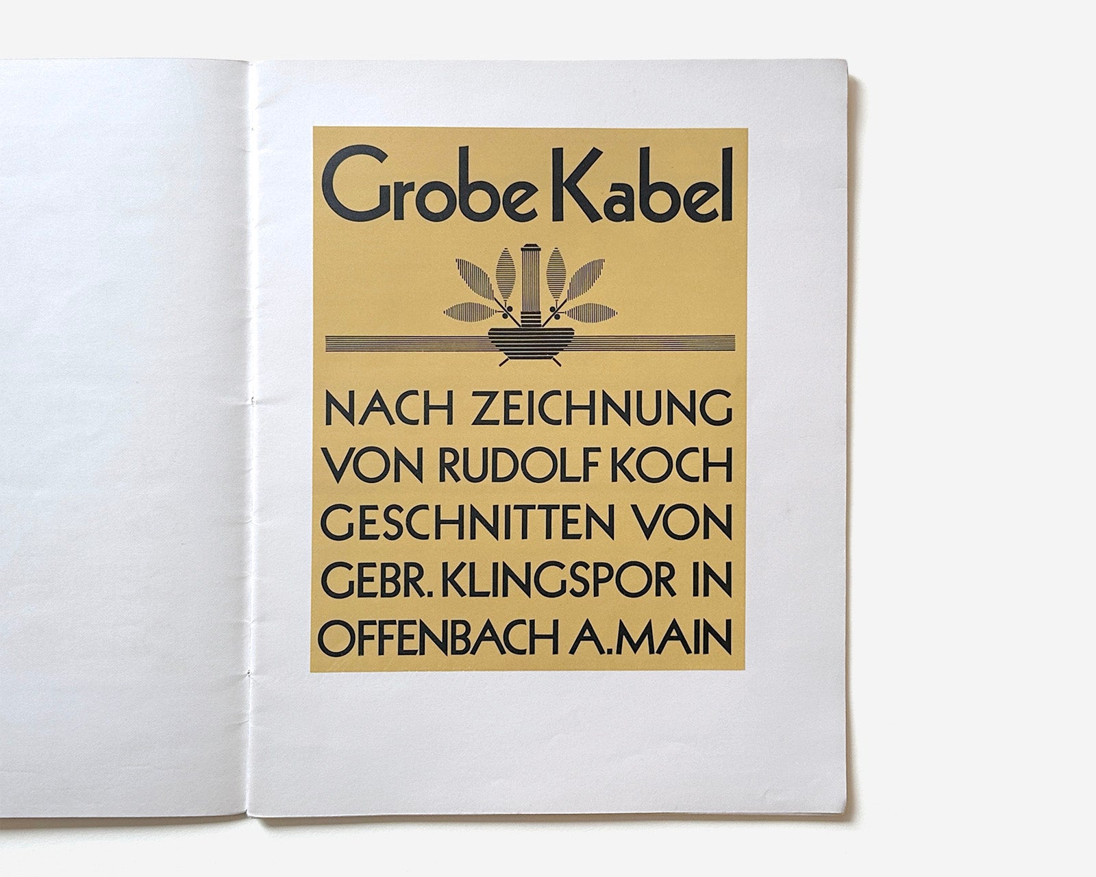 Grobe Kabel Type Specimen, Klingspor Offenbach am Main, 1928 by Rudolf Koch