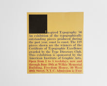 Load image into Gallery viewer, Inspired Typography ’56 : Exhibition Announcement and Call for Entries [Herb Lubalin]
