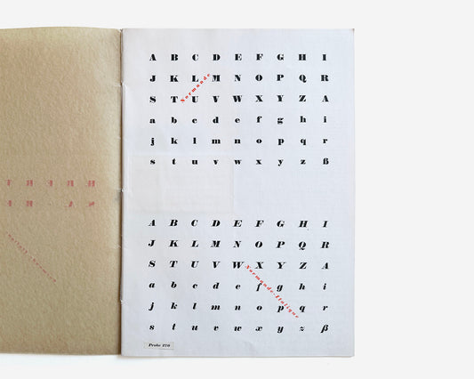 Normande Type Specimen, Probe 270, H. Berthold, 1931. [Herbert Bayer, Studio Dorland]