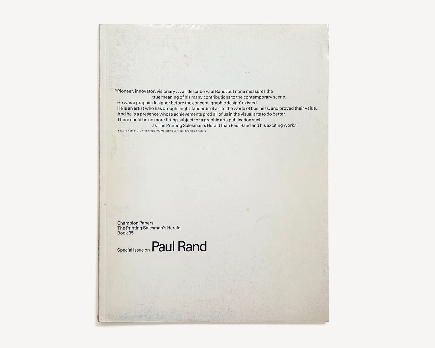The Printing Salesman’s Herald Book 35: Special Issue on Paul Rand, 1975 [Champion Papers]