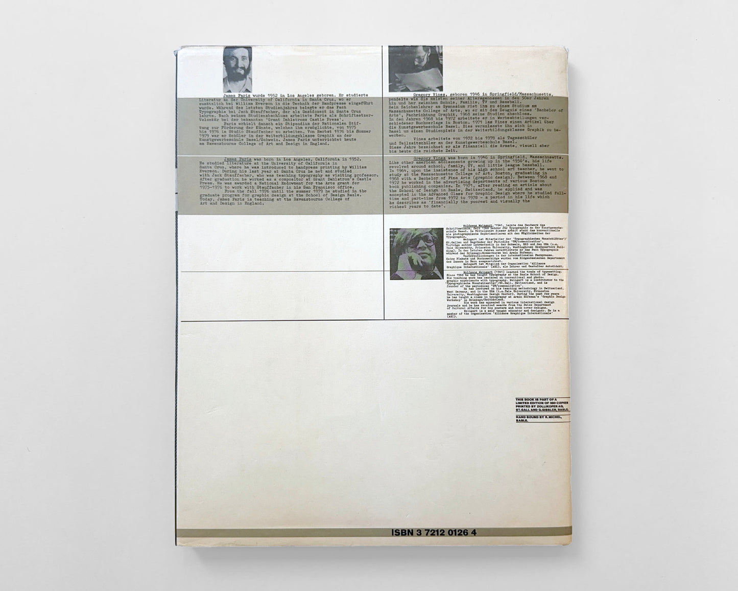Projects : Typographic Research at the School of Design Basle, Switzerland [Wolfgang Weingart]