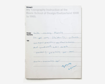 Design Quarterly 130, 1985 [Wolfgang Weingart, Armin Hofmann; Basle School of Design, Switzerland]