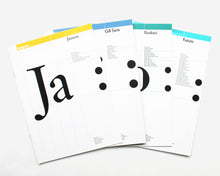 Load image into Gallery viewer, Typogram Type Specimens: Futura, Gill Sans, Janson, Bodoni [Willi Kunz]
